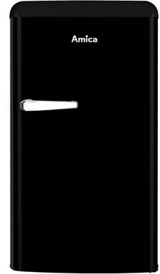 Amica KSR 361 105 S Retro Kühlschrank mit Gefrierfach, 48 cm breit, 83 L, schwar