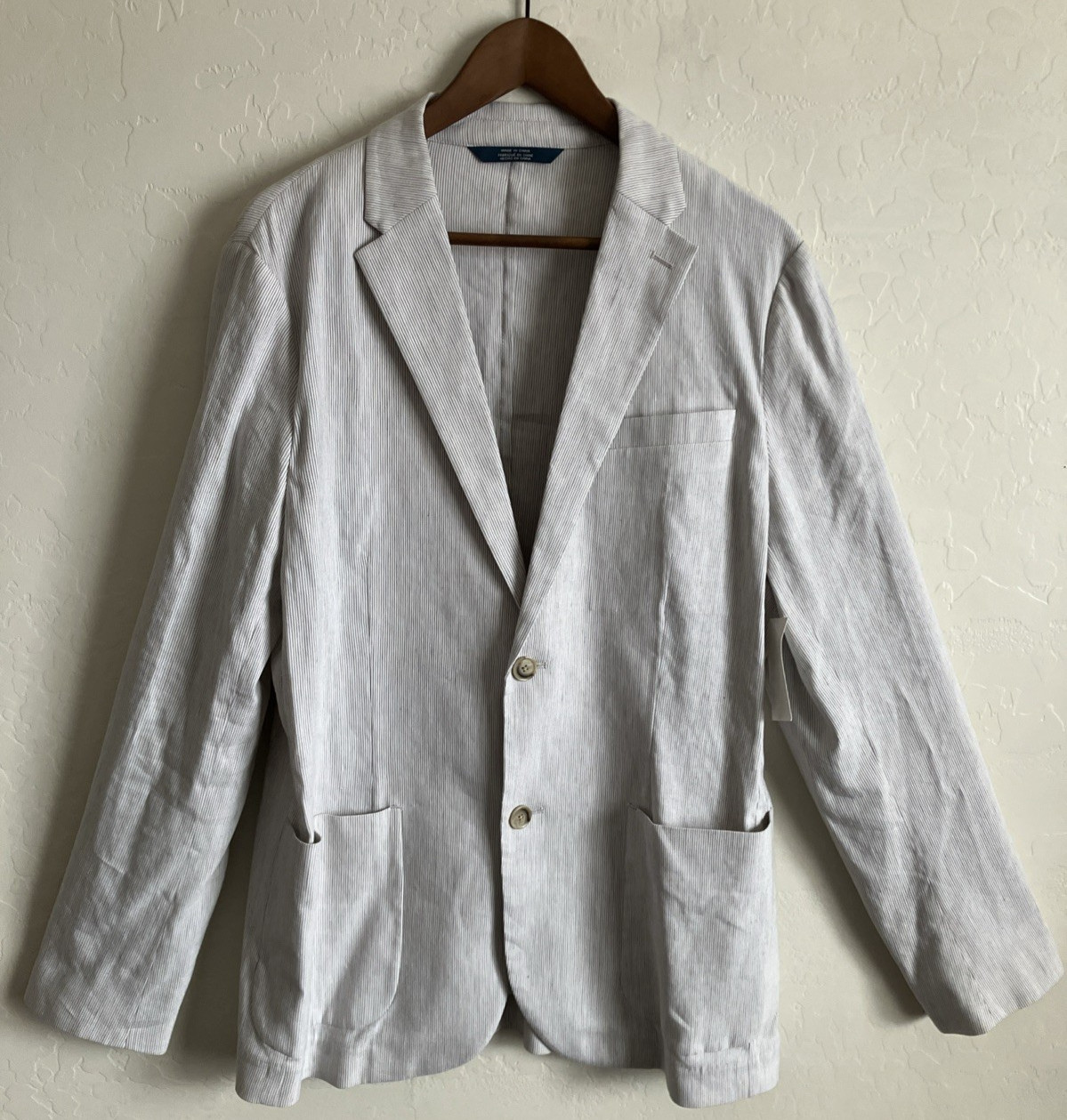NEW Perry Ellis Jacket Blazer Mens L Linen Blend Summer Wedd