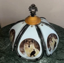 Vintage OK Lighting Touch Lamp Glass Panel Shade Replacement ONLY Wolf Eagle