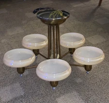 MID CENTURY MODERN  FIVE LIGHT  CHANDELIER  VINTAGE  MCM  15" HEIGHT  STREAMLINE