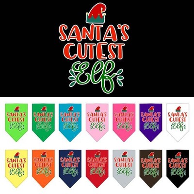 Christmas Pet and Dog Bandana Screen Printed, ''Santa's Cutest Elf''