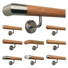 Handlauf Holz Lärche Geländer Wandhandlauf Treppe Eingang Griff Rundholz V2A