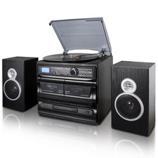 Turntable with CD Player Cassette BT FM Radio USB