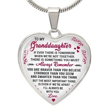 To My Granddaughter Necklace Heart Pendant Gift from Grandpa Grandma Loves You