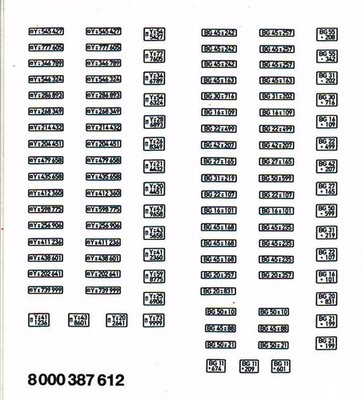 Bundeswehr License Plate Markings Roco Minitanks 387 Decals 1/87 Scale