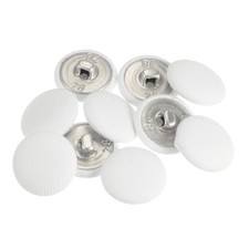 10pcs Fabric Cloth Covered Button 18mm Metal Round Sewing Buttons White