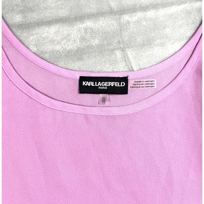Karl Lagerfeld Bubblegum Pink XL Flowy Sheer Tank Top Blouse Layering Color Pop