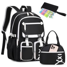 Girls Backpack with Lunch Box Pencil Case for Kids Teens 3PCS Bookbag Set f...