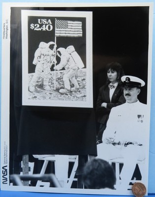 NASA press PHOTO vtg Priority Mail Stamp C. CALLE/ 20th ann. Apollo 11 Air/Space