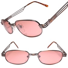 Indie Genuine Vintage 90s Rectangle Sunglasses Pink Lens Gunmetal Frame