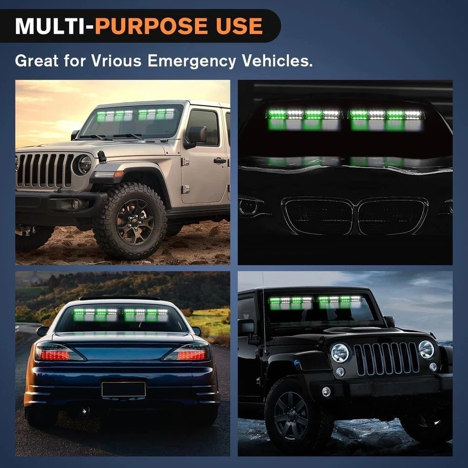 Nilight 32LED Green White Emergency Dash Strobe Lights with Controller Suction C - Image 3 of 4