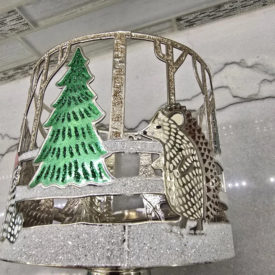 Candelabro Bath & Body Works mediano plateado animal Navidad árboles de vacaciones Foto 3 de 4