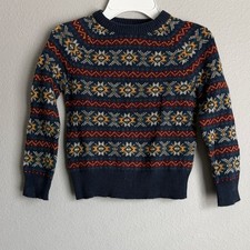Crewcuts Boy  s Navy and Red Patterned Kids Sweater Size 4-5