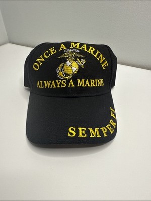USMC US Marines Hat NWT Embroidered Black Gold Cap Semper Fi Marine Baseball