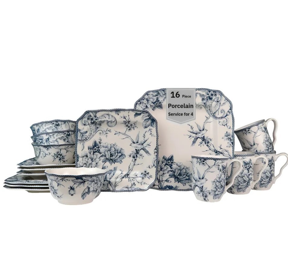 Adelaide 16-Piece Dark Blue Porcelain Dinnerware Set &ndash; Ser