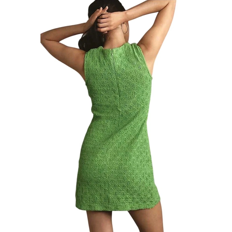 💚 Mini Vestido Anthropologie Porridge Texturizado Verde Sin Mangas XS | Retro Chic Foto 2 de 4