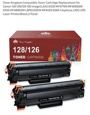 2 Pieces Toner Cartridge Replacement for Canon CRG128- CRG126, Fax phone, Black