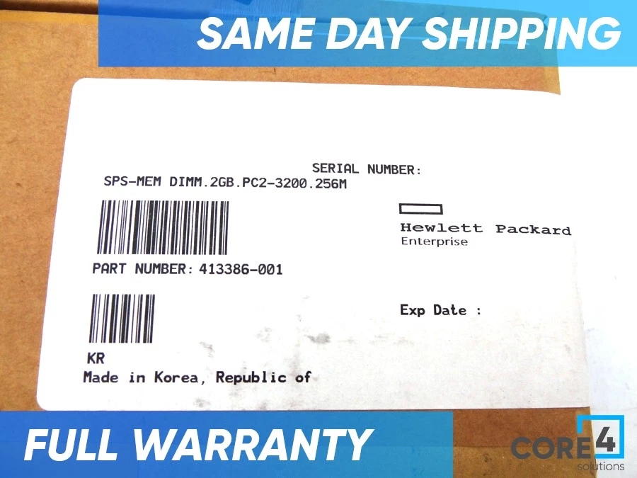 HP 413386-001 2GB PC 3200 400MHZ ECC DDR *New Bulk* - Image 2 of 2