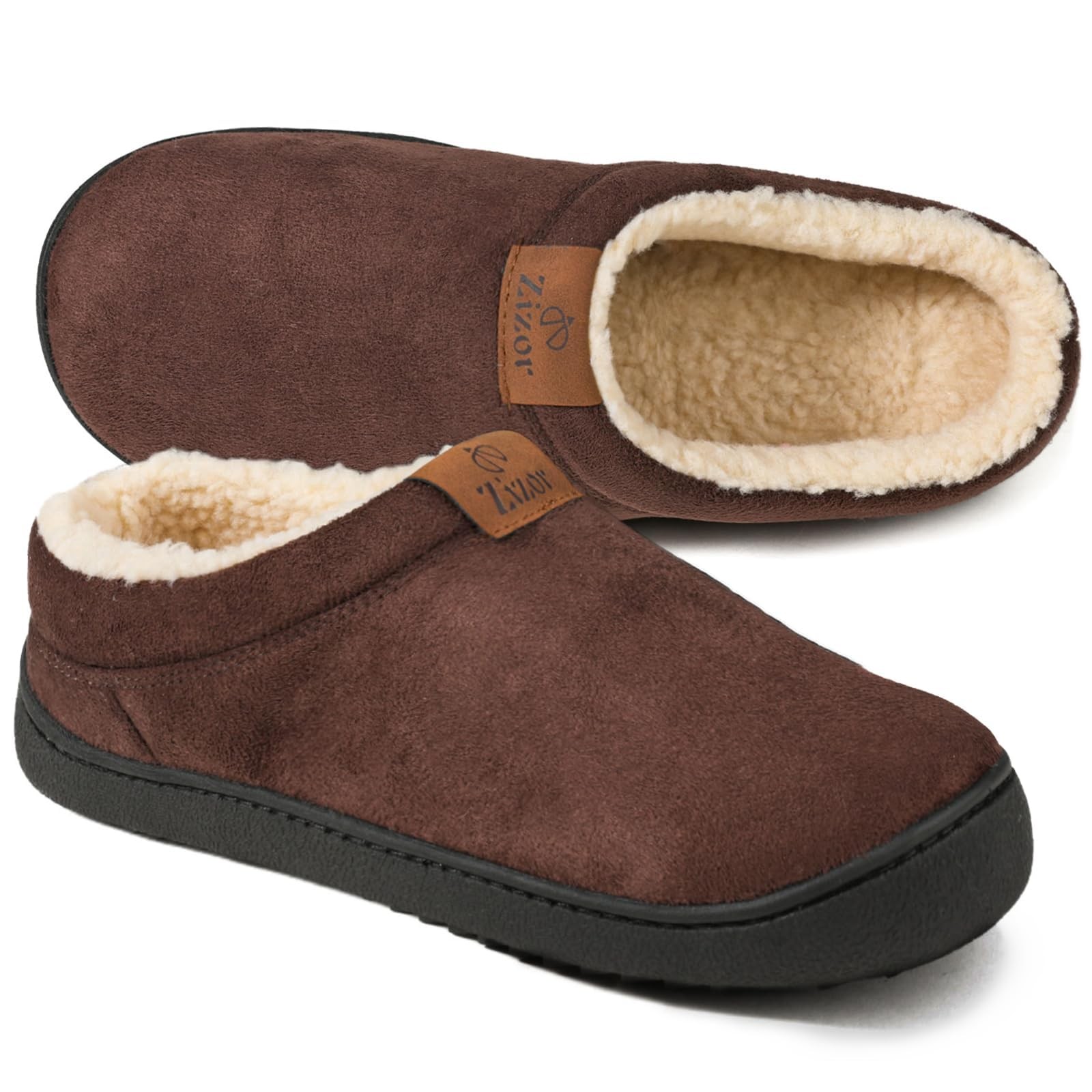 Men's Moccasin Slippers - Indoor Outdoor Warm Fuzzy Lined House Shoes for Men...