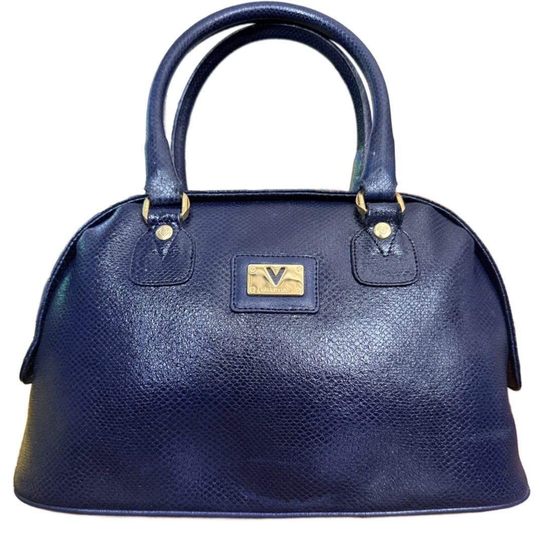 Valentino Navy Blue Python Leather Top Handle Bag - image 1