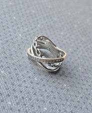Sterling Silver Chain Twister Ring - Size R 1/2