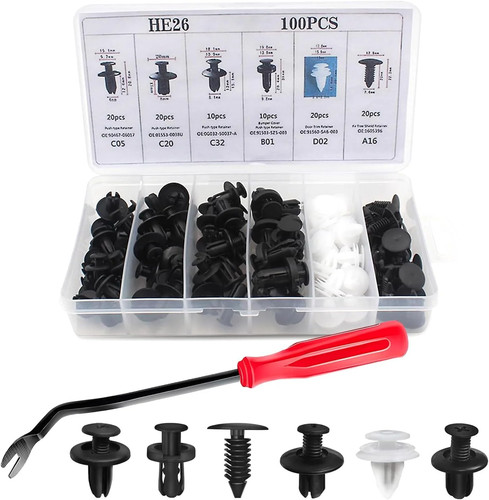 100PCS Car Fastener Clips Set, Car Bumper Retainer Clips, Nylon Auto ...