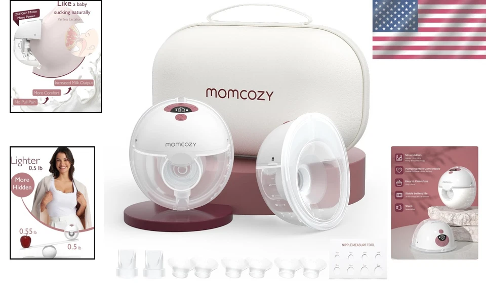 Wearable Double-Sealed Breast Pump with 9 Suction Levels for Convenience - Image 2 of 4