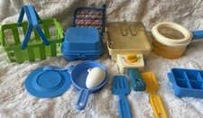 1987 Vintage Fisher Price Fun with Food Play Skillet Works Pretend Play Lot EUC