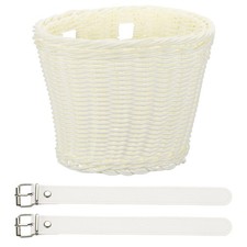 Handwoven Wicker Rainbow Bicycle Basket with Adjustable White