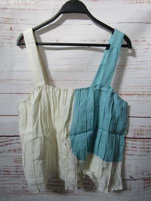 Mara Hoffman Tomoe Women's White & Blue Linen Cropped Tank Top Size S