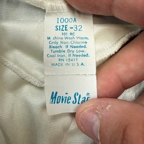 VTG Movie Star Full Slip Dress Nightgown Womens 32 Ivory Satin Lingerie USA Made