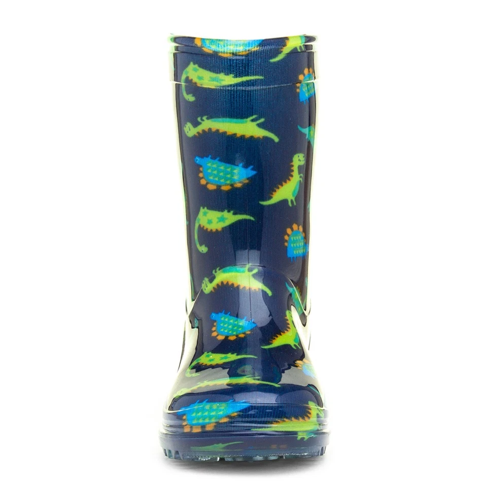 Boys Wellies Multi-Coloured Kids Navy Welly Green Wellington Dinosaur SIZE - Image 3 of 4