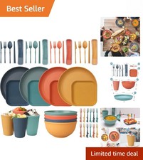 Lightweight 48-Piece Dinnerware Set for 4 - Ideal for Home, Camping, and Parties