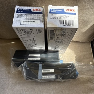 2 Genuine Oki 43979215 Black Toner Cartridge B420 MB480 Series