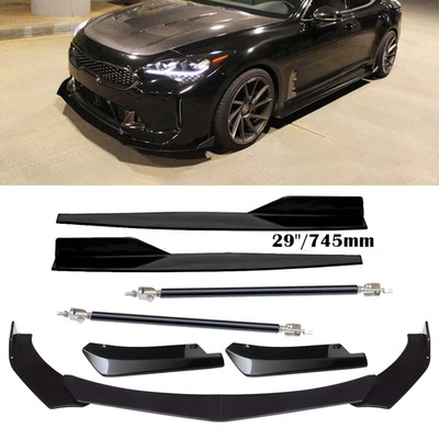 For Kia Stinger Front Rear Bumper Lip Spoiler Splitter Glossy Black