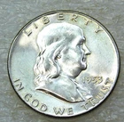 1953 P Franklin Half Dollar Choice BU 90% FBL Frosty White in saflip #D317