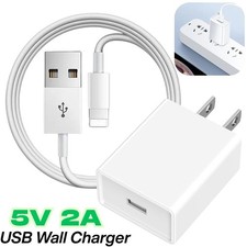 5V 2A USB Wall Charger Block For iPhone 14 13 12 11 XR 8 Lot Fast Charging Cable