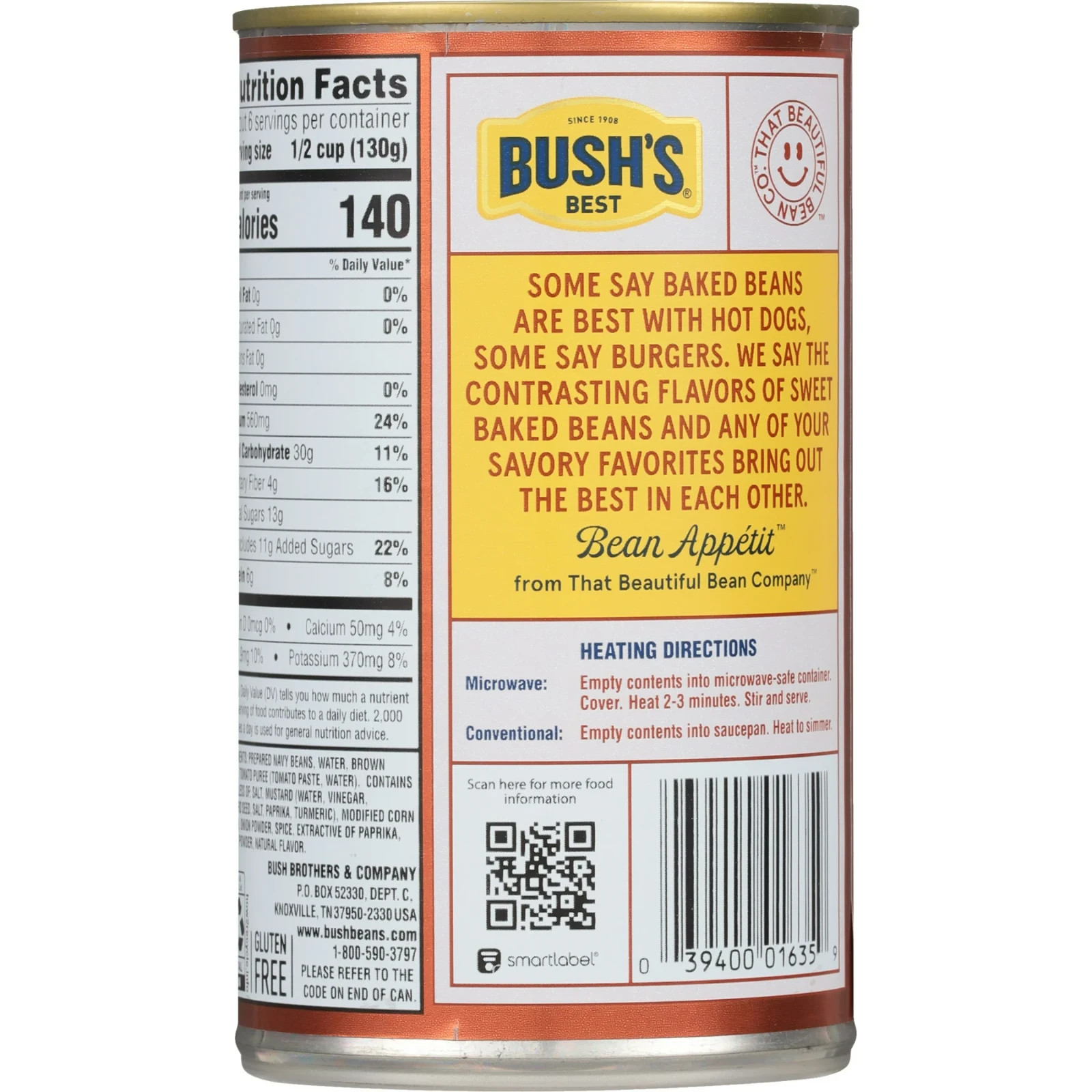 Bushs Vegetarian Baked Beans Can Gluten Free High Protein Plant Based 28 oz