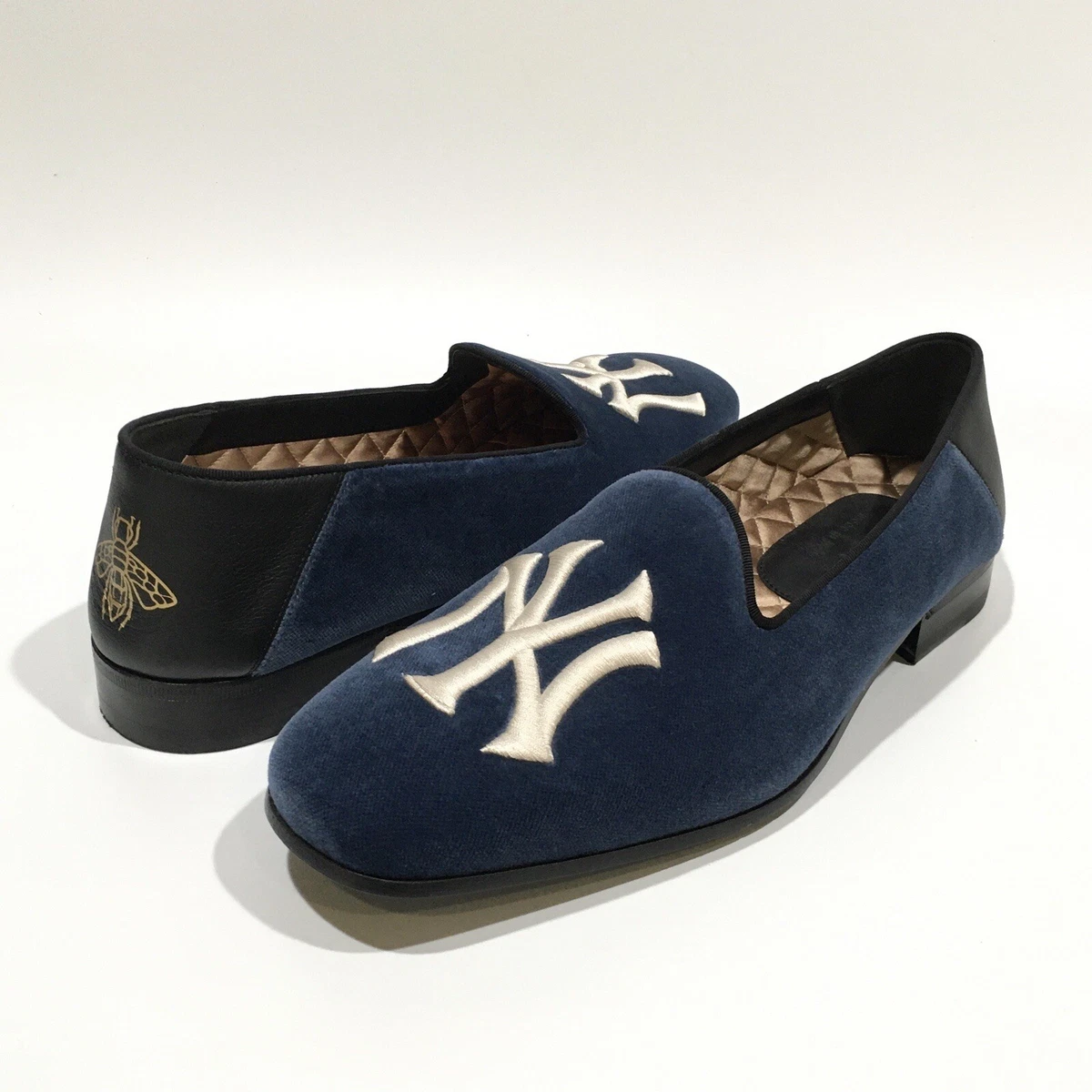 Gucci NY Yankees Velvet Loafers Blue Mens US 8.5