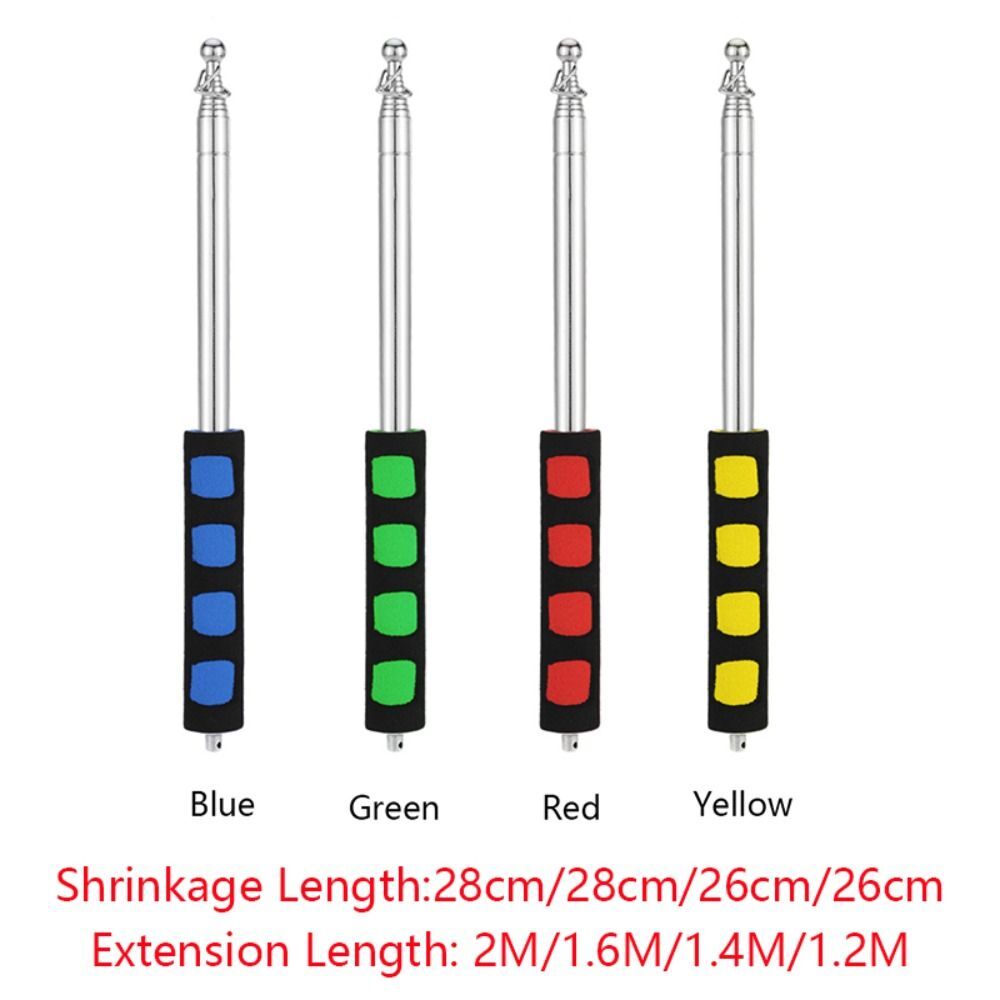 Nllkii Telescopic Flag Pole 2 Pcs - 1.2M Stainless Steel Handheld Flag Poles With 10 Clips & Lanyard, Portable For Camping, Tours, Festivals (Red & Blue)