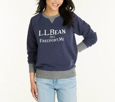 L.L. Bean Women’s Navy bLUE Long Sleeve Printed Signature Sweatshirt Sz L