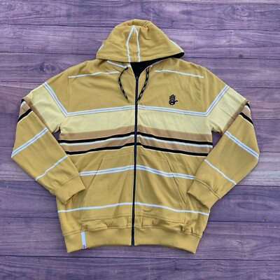 00s Archive ALGONQUINS ジップ変形ネックジャケット Y2K Vtg Y2K Miskeen Originals Reversible Pique Stripe Hoodie Baggy