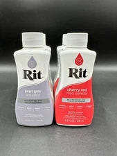 LOT OF 4 - Rit Liquid Dye All Purpose Fabric Color 8 oz Cherry Red & Pearl Grey