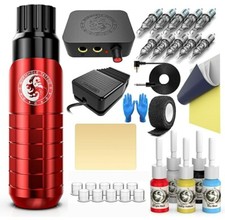 Wormhole Tattoo Pen Rotary Kit Beginners Complete Setup Ink Needles Pedal TK615