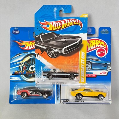 Hot Wheels Lot of 3 Mustangs: '69 Shelby GT-500 Convertible and Two 1970 Mach 1