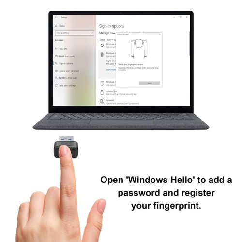 USB Fingerprint Key Reader Window Hello Fingerprint Reader Secure PC Access - Bild 4 von 8