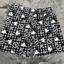 Vintage Disney Mickey  Co Women  s Black White Checkered Floral Bike Shorts
