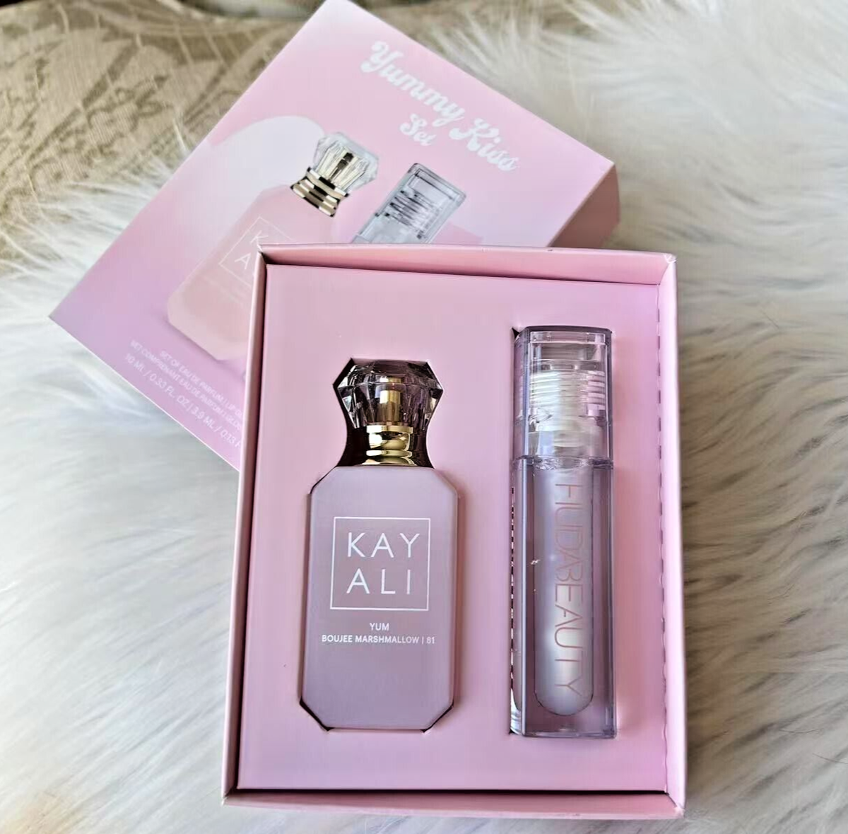 New Kayali Yummy Kiss Travel Perfume + Lip Gloss Set ( 10ml+3.9ml
