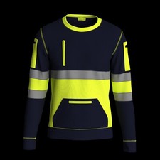 Hi Viz Vis High Visibility Crew Neck Sweatshirt Work Safety Fleece Jumper S-2XL