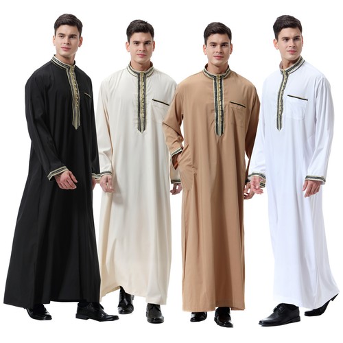 Men's Muslim Long Sleeve Thobe Saudi 